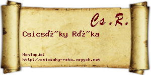 Csicsáky Réka névjegykártya